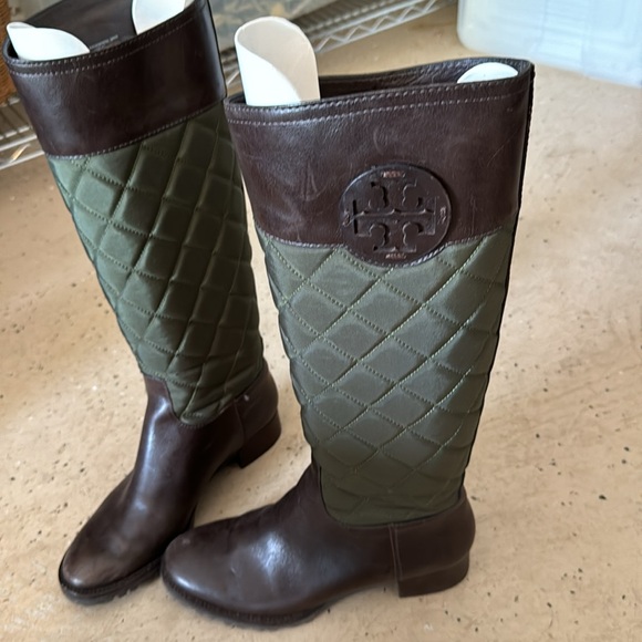 Tory birch  nylon leather - hunter green brown size 6 - Picture 2 of 6